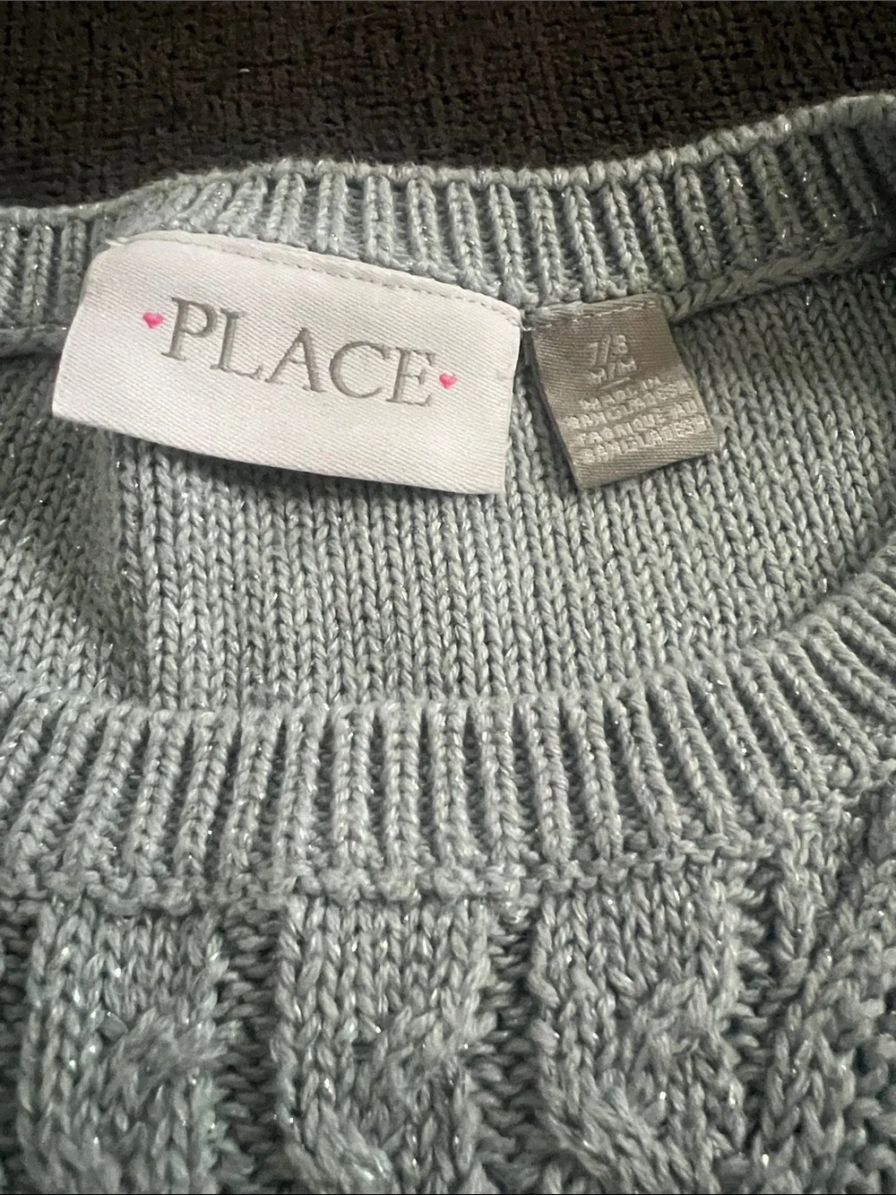 The Children's Place Pale Blue Cable Knit Crewneck Sweater
